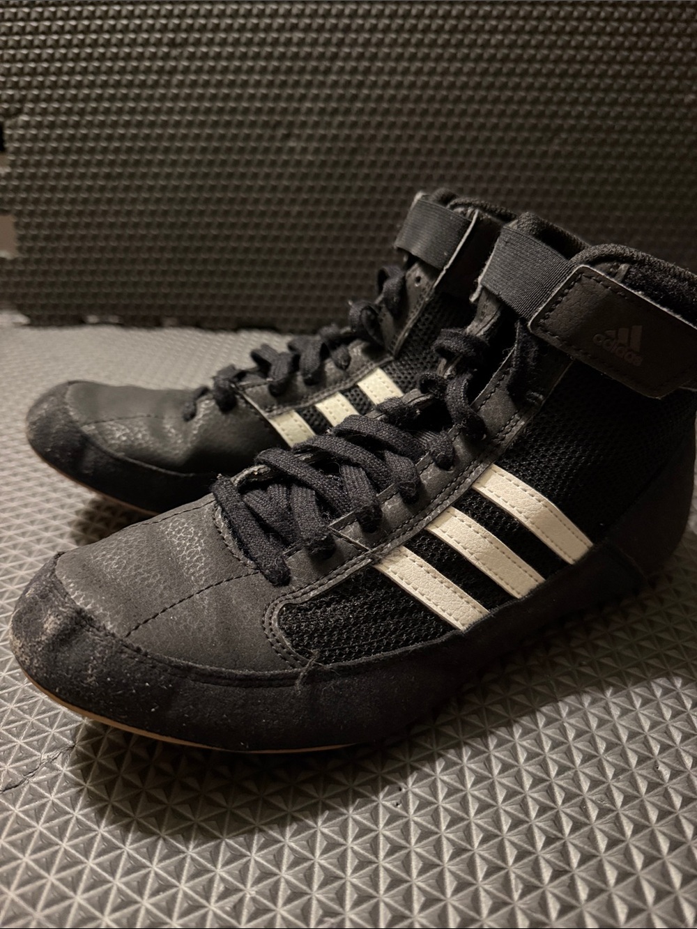 adidas wrestling Shoes Black with White Stripes